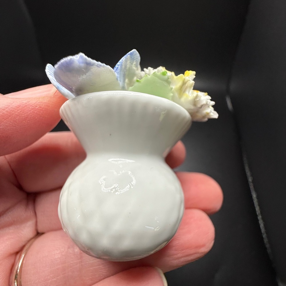 Royal Doulton Bone China Miniature Floral Set Wheelbarrow Vase Pot Made England - Picture 9 of 10